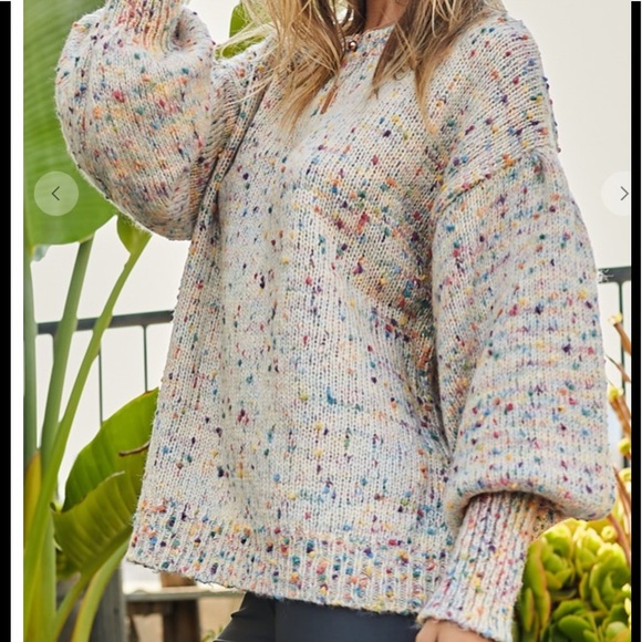 HOT final🔥SALE ! 2 LEFT! 5⭐️⭐️⭐️⭐️⭐️ boho Ivory confetti  sweater - Picture 3 of 10